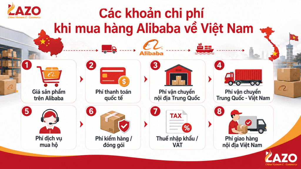 Các khoản chi phí khi mua hàng Alibaba về Việt Nam