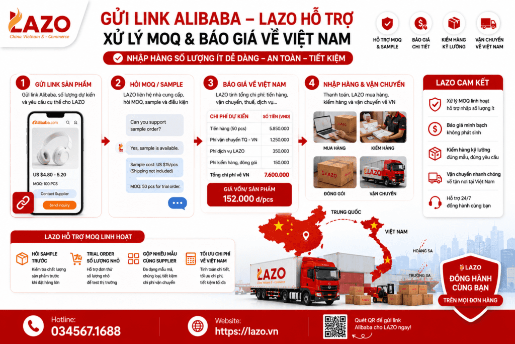 Lazo hỗ trợ nhập hàng Alibaba số lượng ít