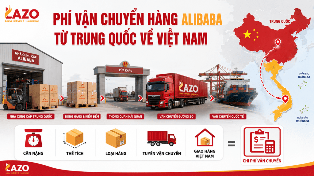 Phí vận chuyển hàng Alibaba từ Trung Quốc về Việt Nam